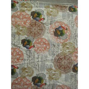 Turkey Table Thanksgiving Print Fabric Cotton Blend Printed 43 x 106 in CP50240